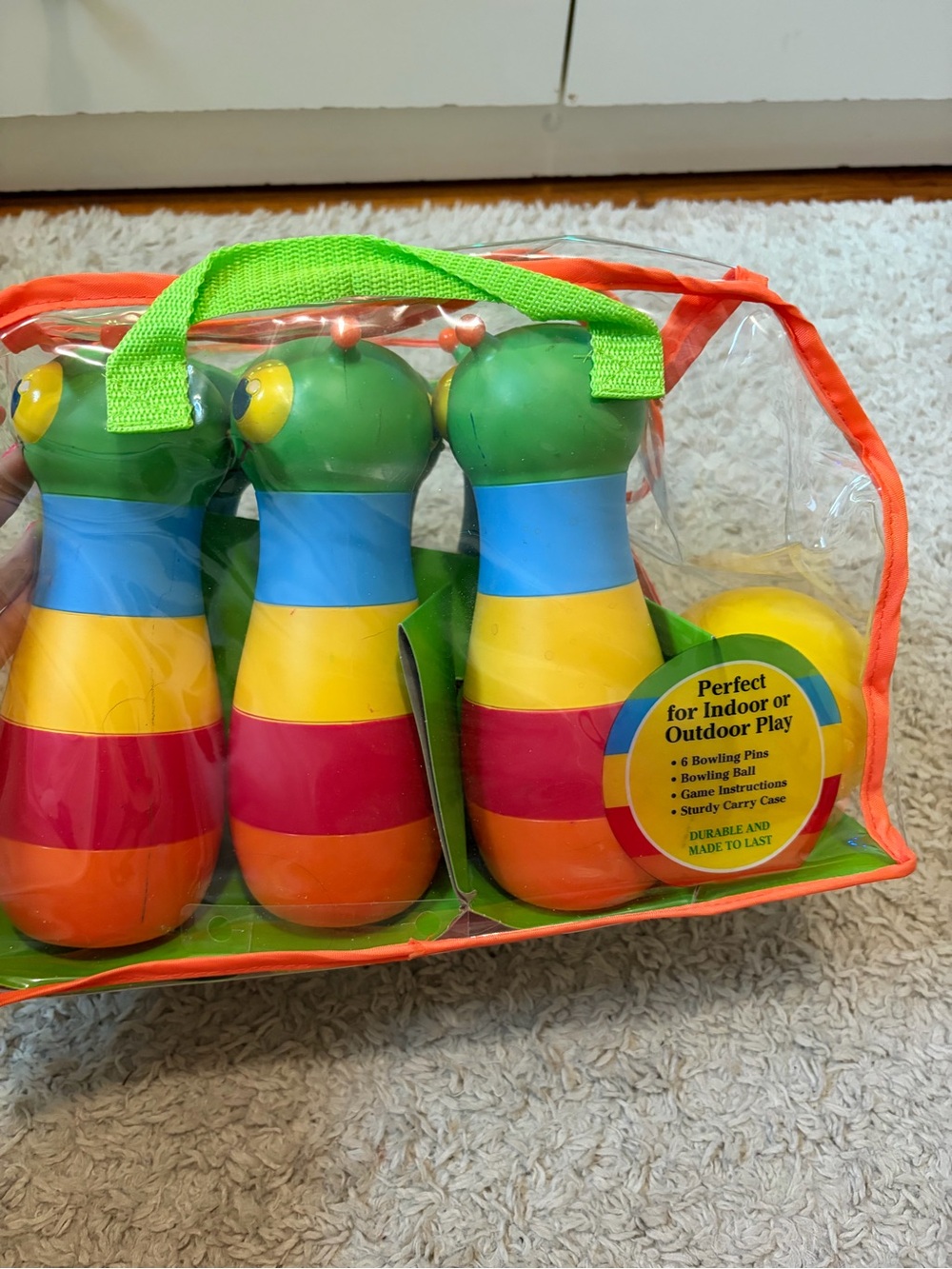 Kids Colorful Bowling Pin Set - Multicolor Playset with Carry Case